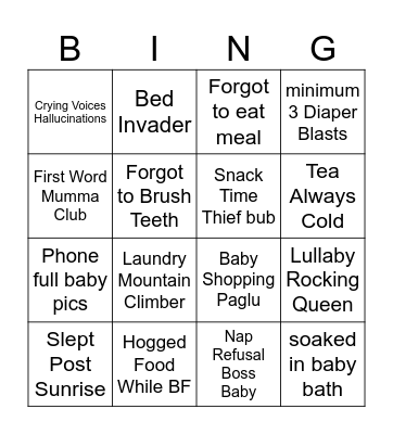 MOMMY BINGO Card