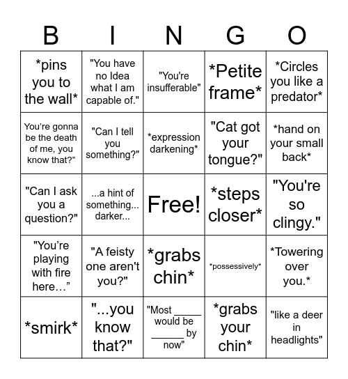 Character AI Bingo Card