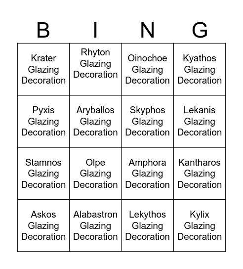 Vase Bingo Card