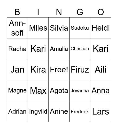 Cicignon Bingo Card