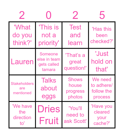 Baude's Bingo Card