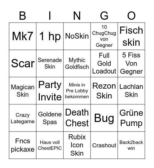 Realod Fn Bingo (Weekend of Champions) Bingo Card