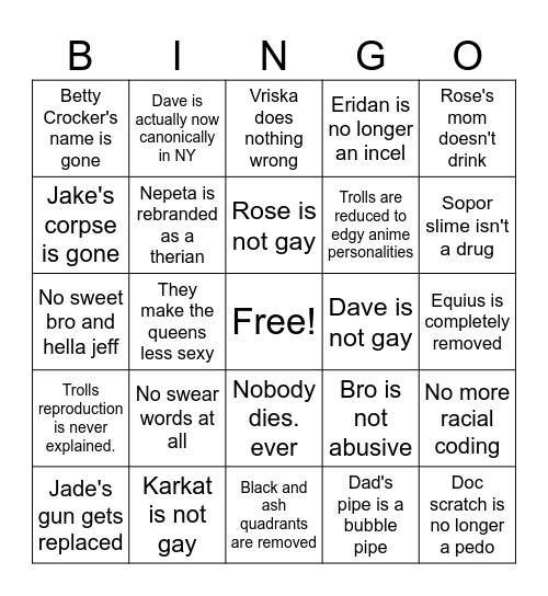 Censorship Bingo Card