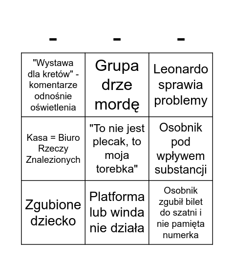 Czarto-Bingo Card