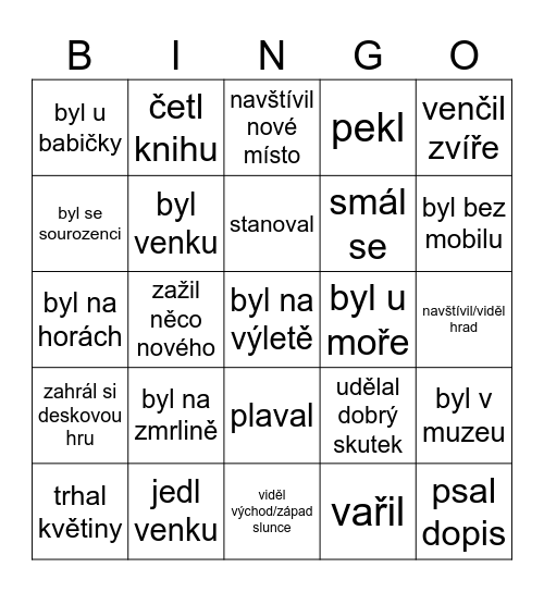 Poprázdninové Bingo Card