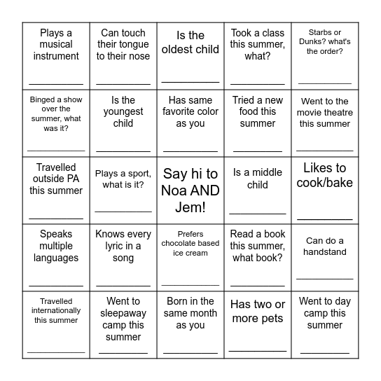 Bamidbar Bingo! Bingo Card