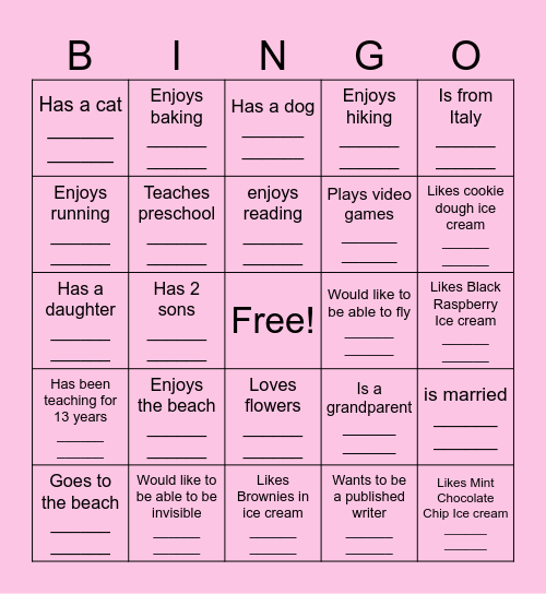 ECE 102 Community Bingo Game Bingo Card