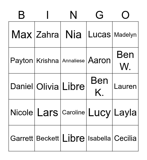 ¿Cómo te llamas? Bingo Card