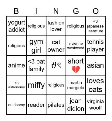 bingoooo Bingo Card