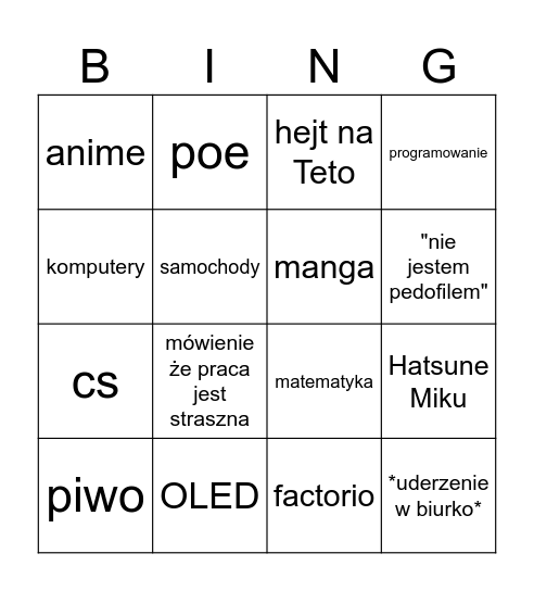 rozmowy Hajdeva i Evo Bingo Card