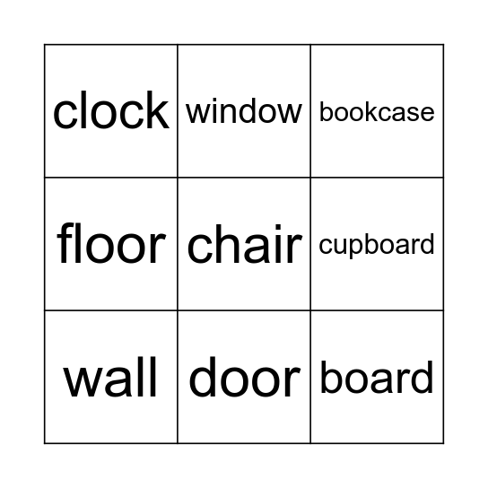 Classroom furniture Bingo Card