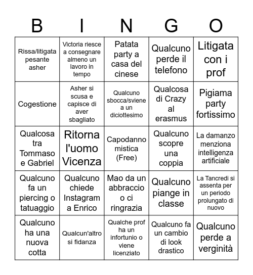 Assoluto Bingo fantastico 2025-2026 Bingo Card