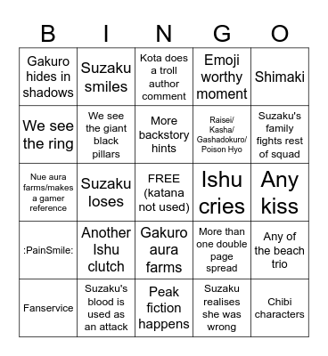 Nue Chapter 113 Bingo Card