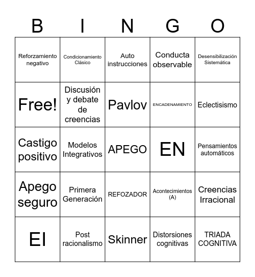 BINGO BASES COGNITIVAS Bingo Card