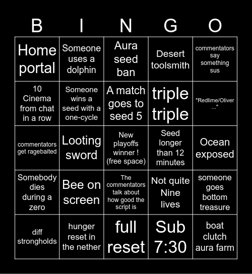Playoffs bingo Card