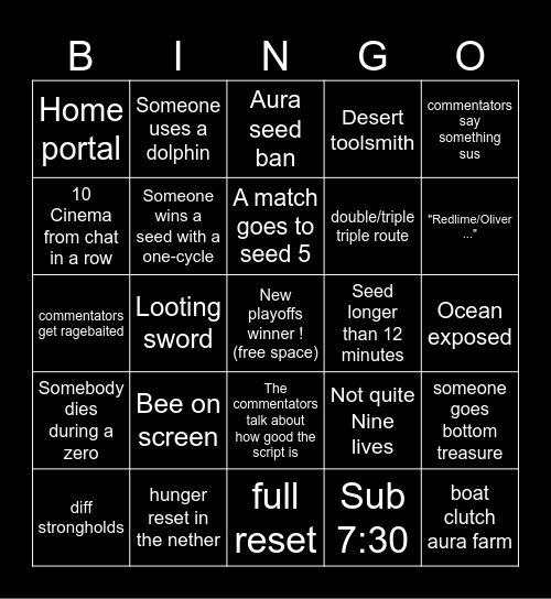 Playoffs bingo Card