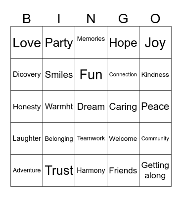 Get to know eachother Bingo Card