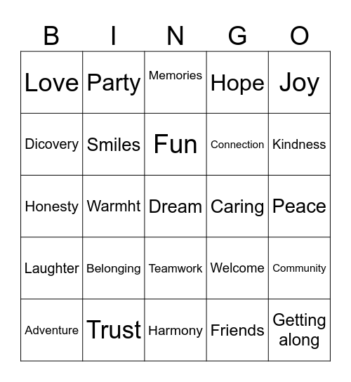 Get to know eachother Bingo Card