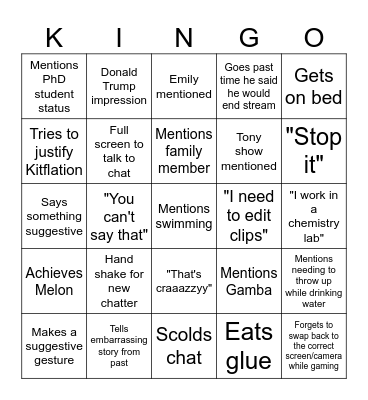 KITENGO Bingo Card