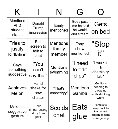 KITENGO Bingo Card