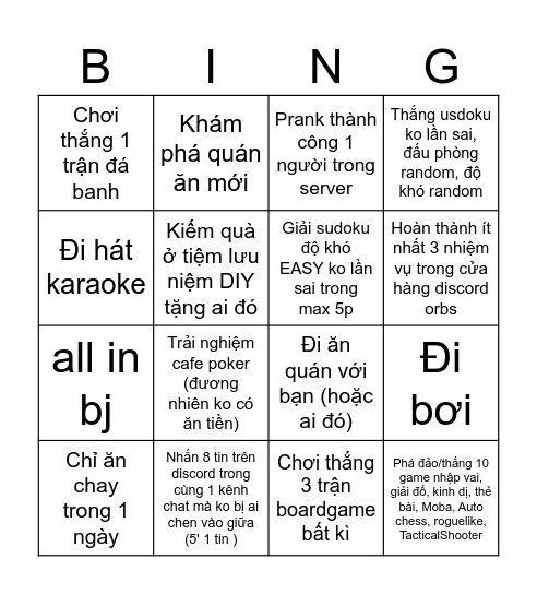 Dyson ncc Bingo Card