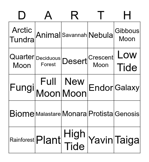 STAR WARS Bingo Card