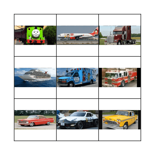 Transport Bingo Card