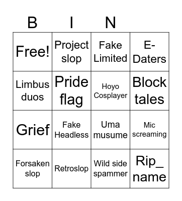 SEWH Bingo Card