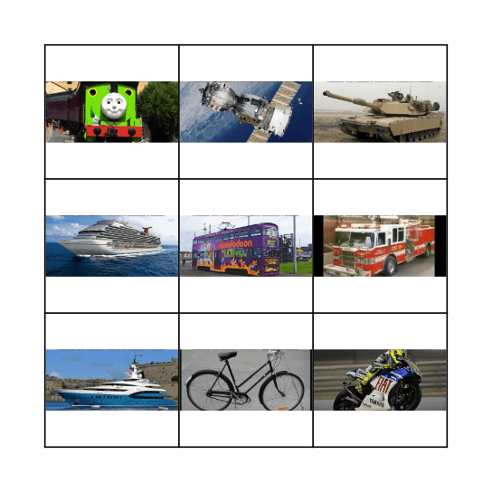 Transport Bingo Card