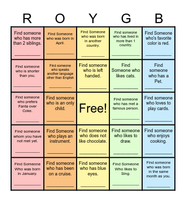 Find Someone Who... Bingo Card