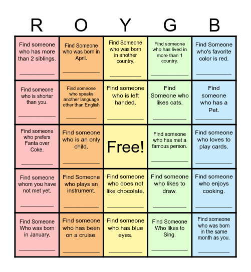 Find Someone Who... Bingo Card