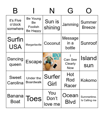 Best Beach Music Bingo Card
