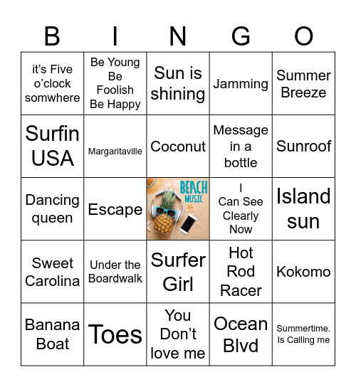 Best Beach Music Bingo Card