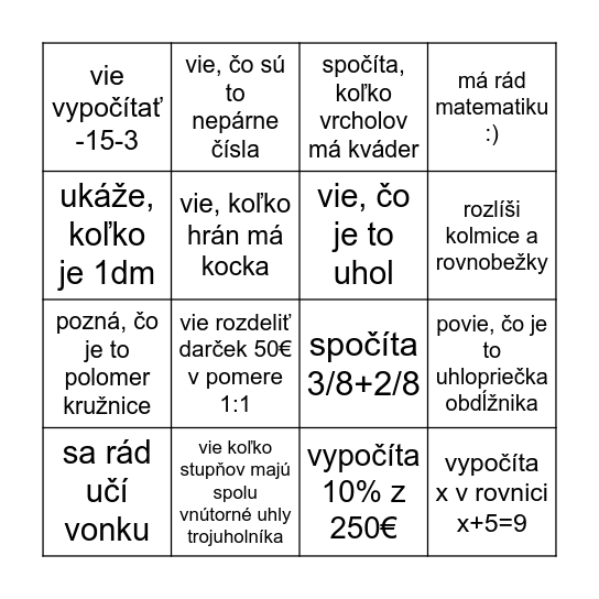Nájdi niekoho, kto ... Bingo Card