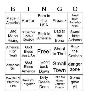 Never Forget Bingo Card