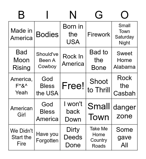 Never Forget Bingo Card