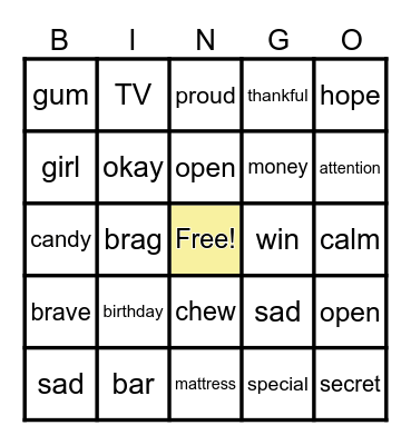 Charlie & the Chocolate Factory Ch 7-9 Vocab Bingo Card
