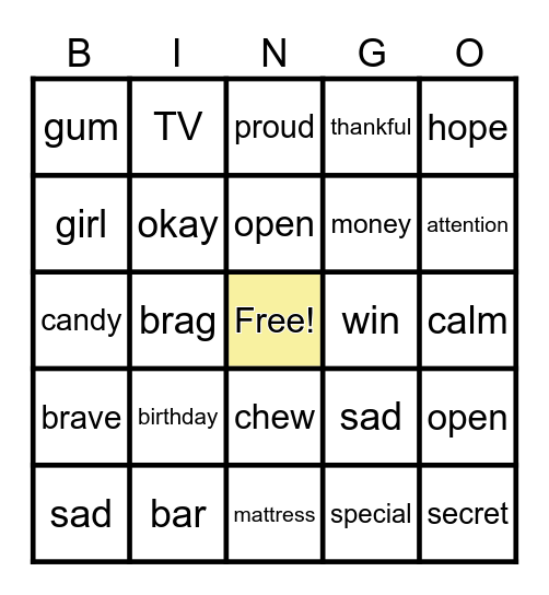 Charlie & the Chocolate Factory Ch 7-9 Vocab Bingo Card
