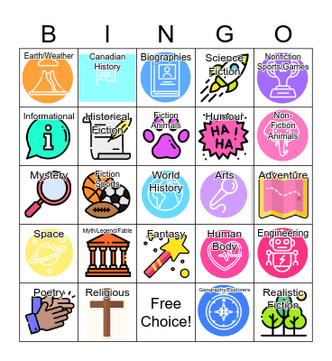 Book Genre Bingo Card