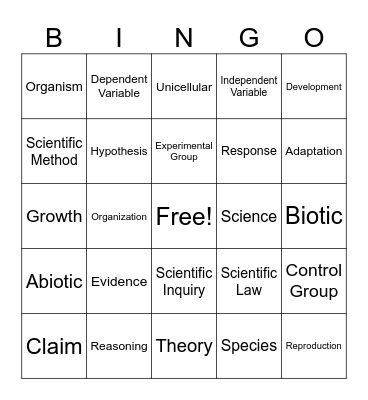 Life Science: Biology Bingo Card