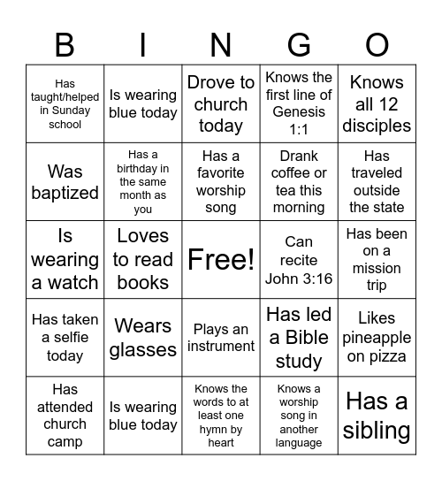 WFC Bingo Card