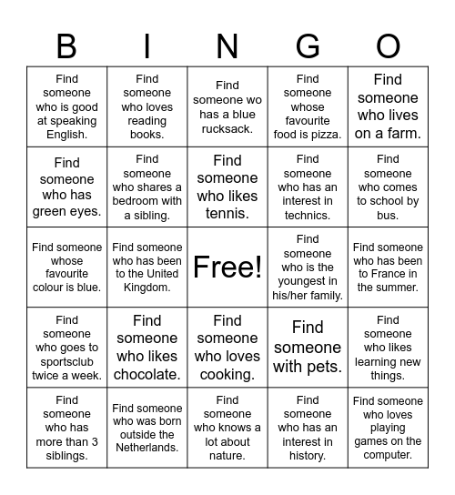 vwo Year 1 Starter Bingo Card