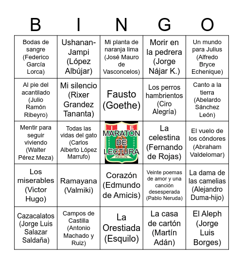 BINGO LITERARIO Bingo Card