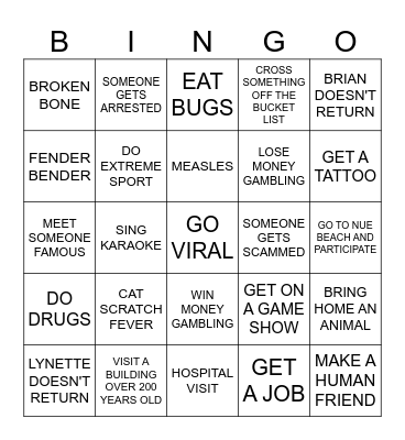 BYE BYE BINGO Card