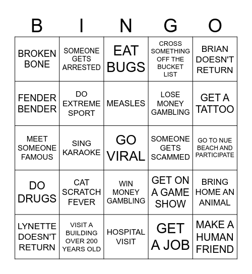 BYE BYE BINGO Card