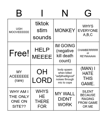 Leah's rage card Bingo Card