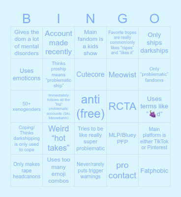 Proship Ragebait Bingo Card