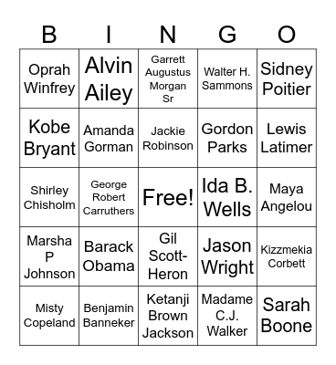 Black Excellence Bingo Card