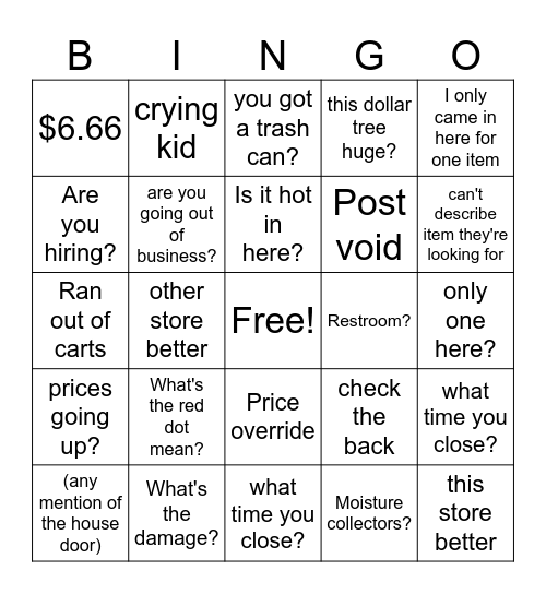DT Bingo Card