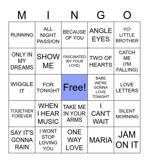 FREESTYLE DANCE MUSIC Bingo Card
